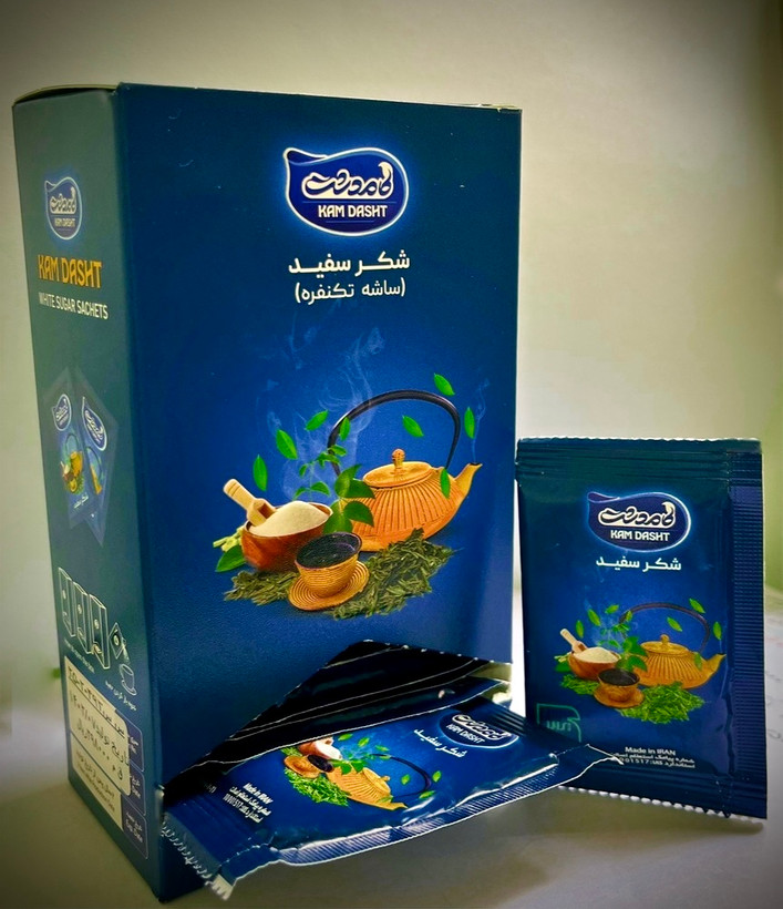 بسته بندی شکر تکنفره 10گرمی در جعبه مقوایی پذیرایی