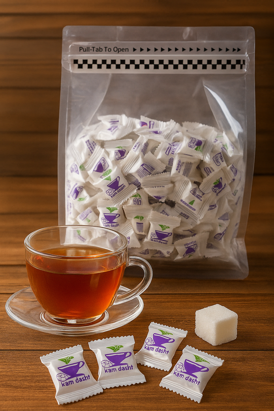 پک های یک کیلویی قند تک حبه سلفونی بسته بندی بهداشتی