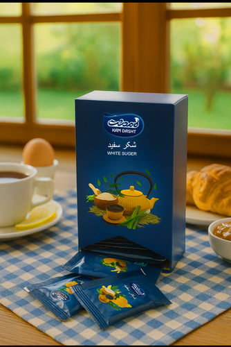 بسته بندی شکر تکنفره 10گرمی در جعبه مقوایی پذیرایی