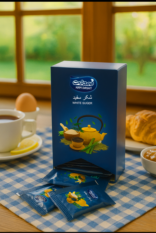 بسته بندی شکر تکنفره 10گرمی در جعبه مقوایی پذیرایی