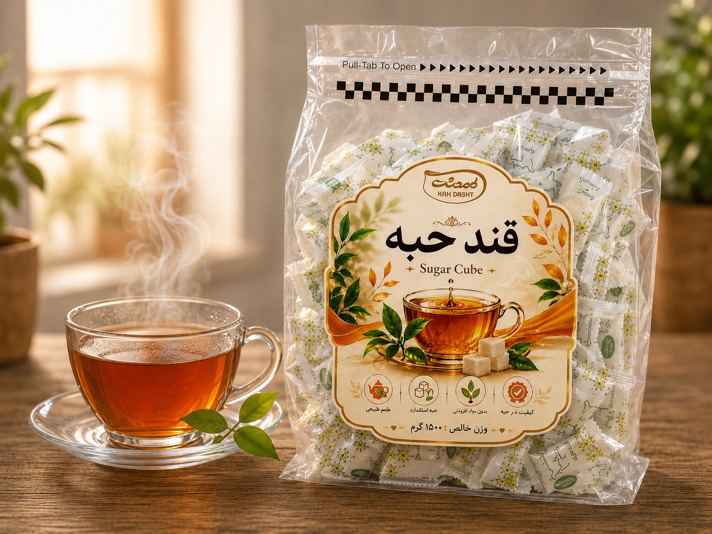 بسته بندی ۱۵۰۰گرمی  قند دو حبه