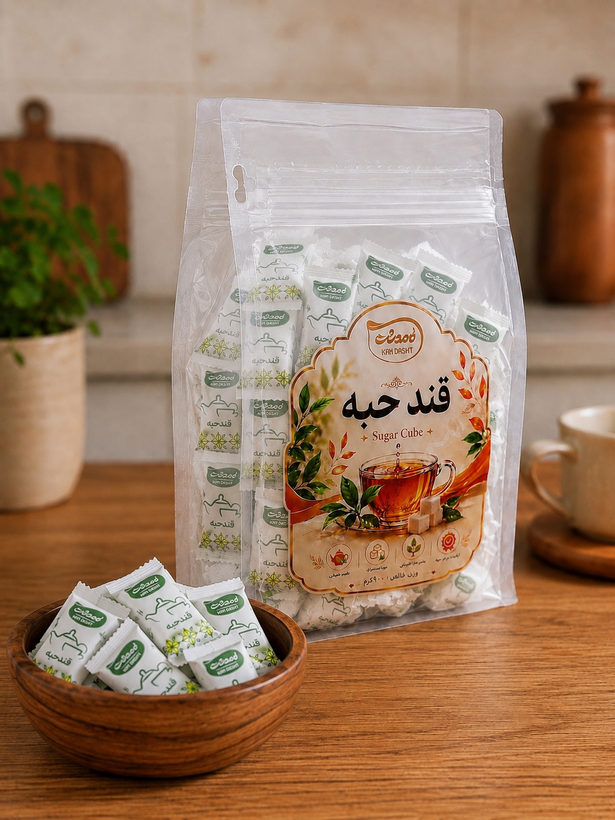 بسته بندی ۹۰۰گرمی قند دوحبه بهداشتی